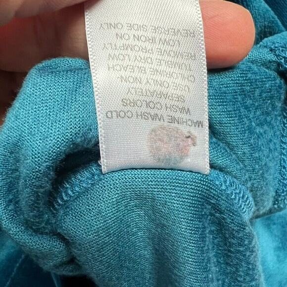 Woman Within Blouse Top 3X Velour Blue Green Three Quarter Sleeves Pullover - Picture 6 of 7